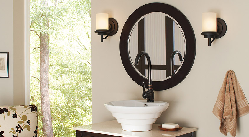Bathroom Mirror with Wall Sconce Lights